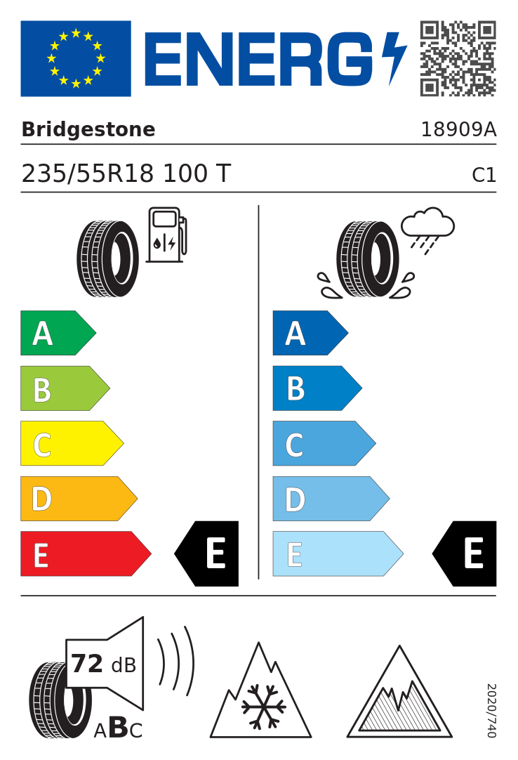 Etykieta opony Bridgestone Blizzak DM-V3 235/55R18 100T