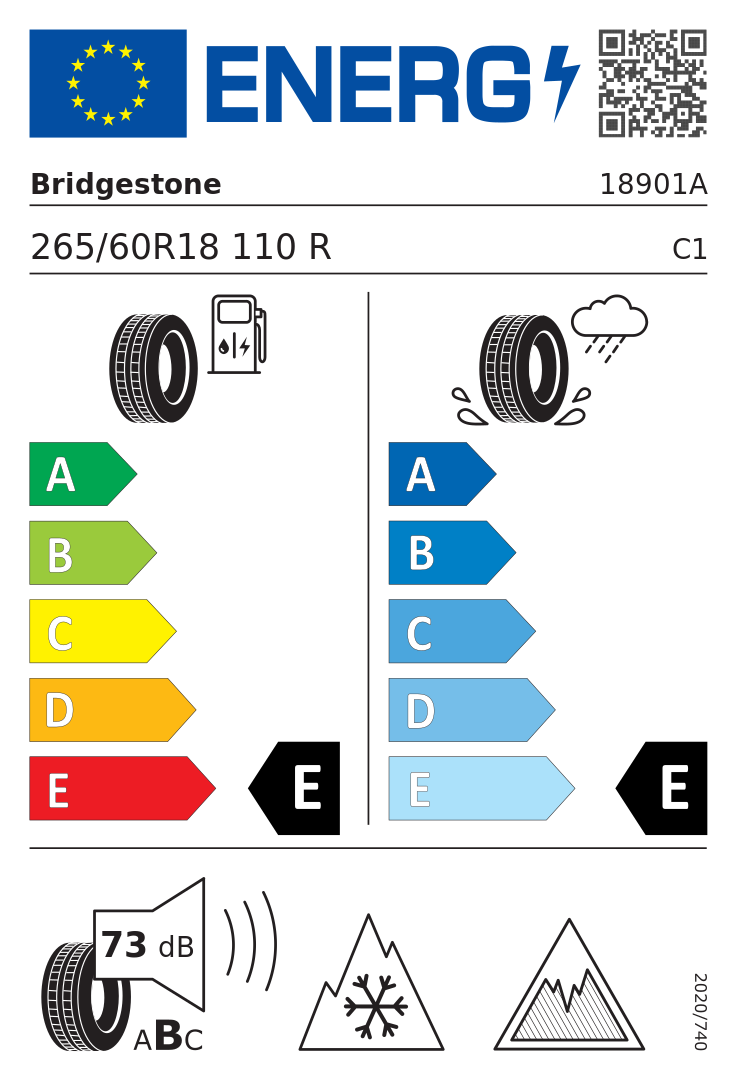 Etykieta opony Bridgestone Blizzak DM-V3 265/60R18 110R