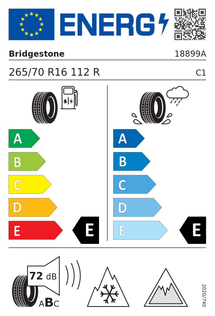 Etykieta opony Bridgestone Blizzak DM-V3 265/70R16 112R