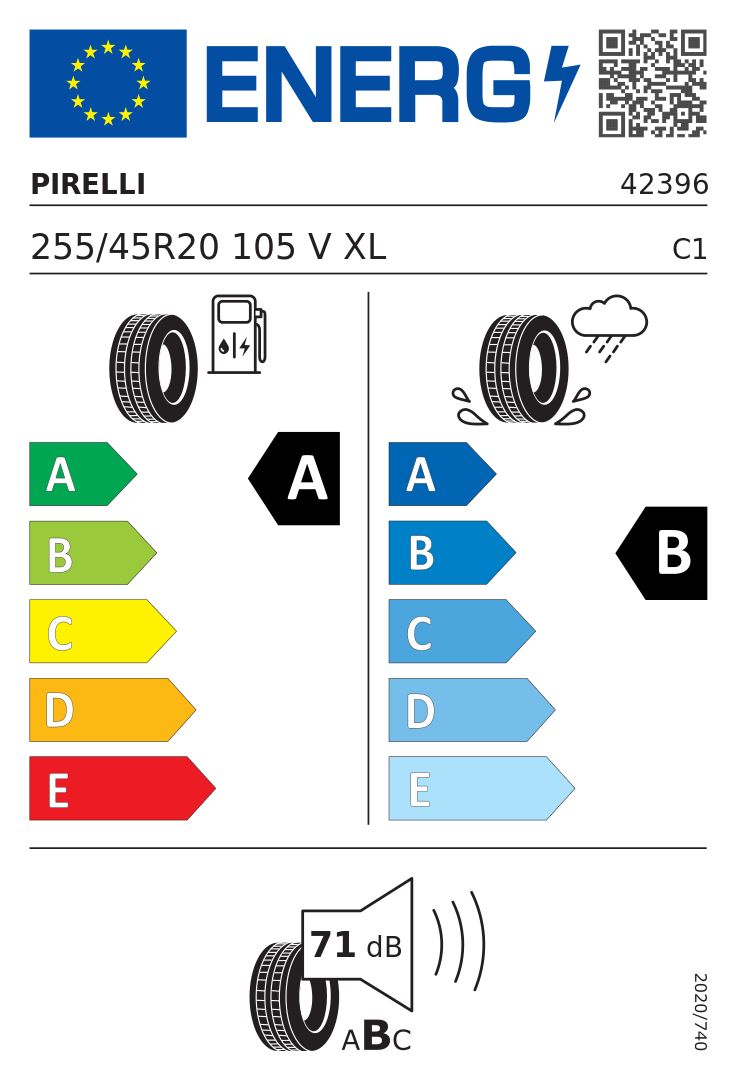 Etykieta opony Pirelli P Zero PZ4 255/45R20 105V XL