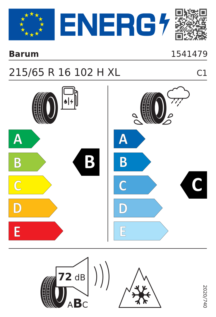 Etykieta opony Barum POLARIS 6 215/65R16 102H XL