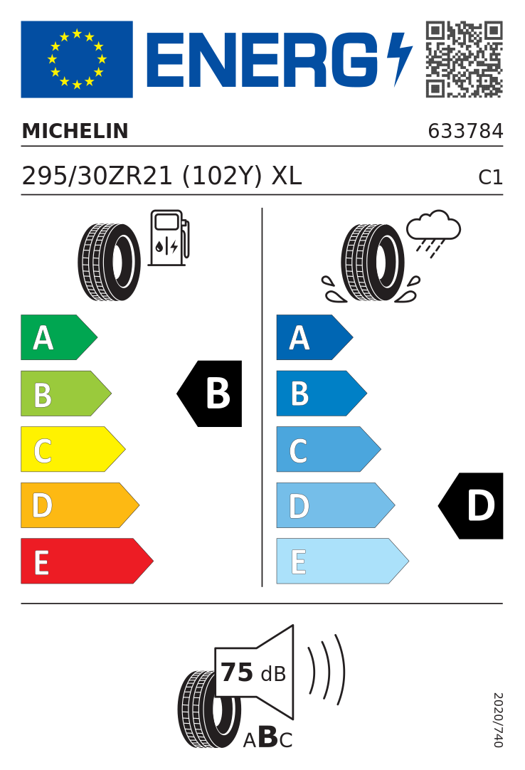 Etykieta opony Michelin PILOT SPORT 4 S 295/30R21 102Y XL
