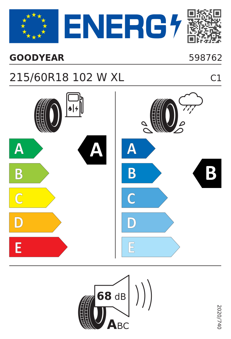 Etykieta opony Goodyear EAGLE F1 ASYMMETRIC 6 215/60R18 102W XL Mercedes