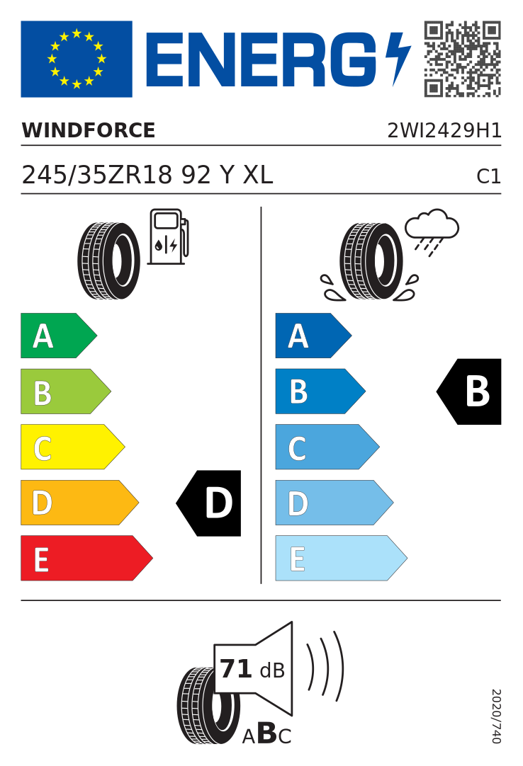 Etykieta opony Windforce CATCHFORS UHP PRO 245/35R18 92Y XL