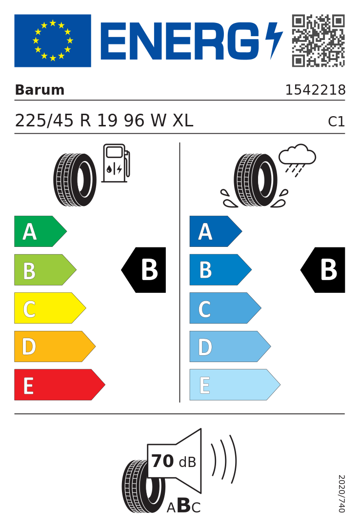 Etykieta opony Barum BRAVURIS 6 225/45R19 96W XL