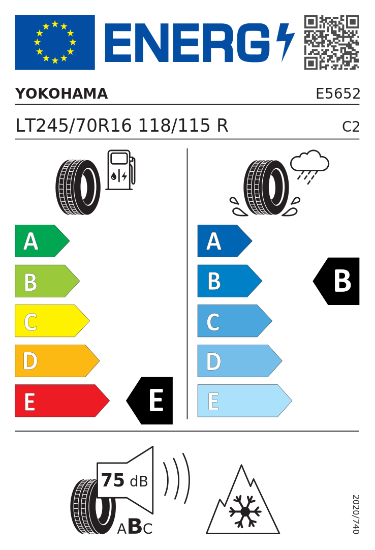 Etykieta opony Yokohama GEOLANDAR A/T4 G018 245/70R16 118R