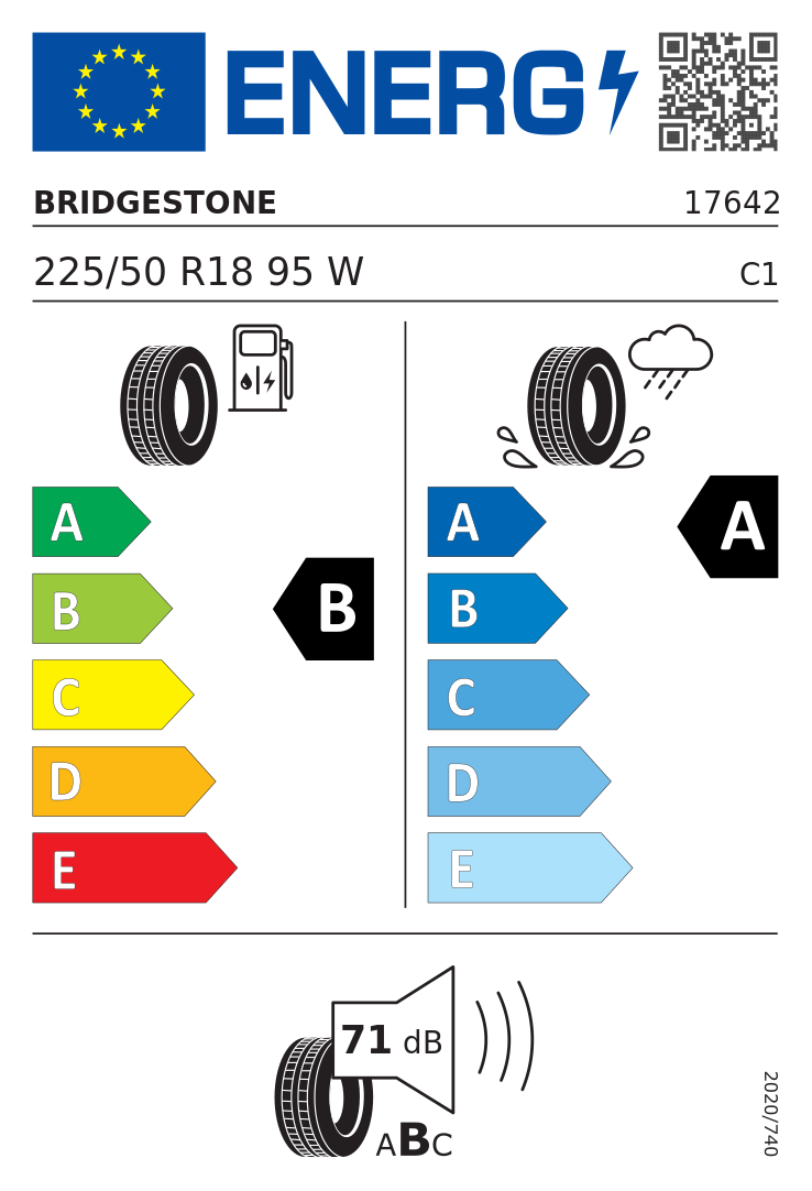 Etykieta opony Bridgestone Turanza T005 225/50R18 95W