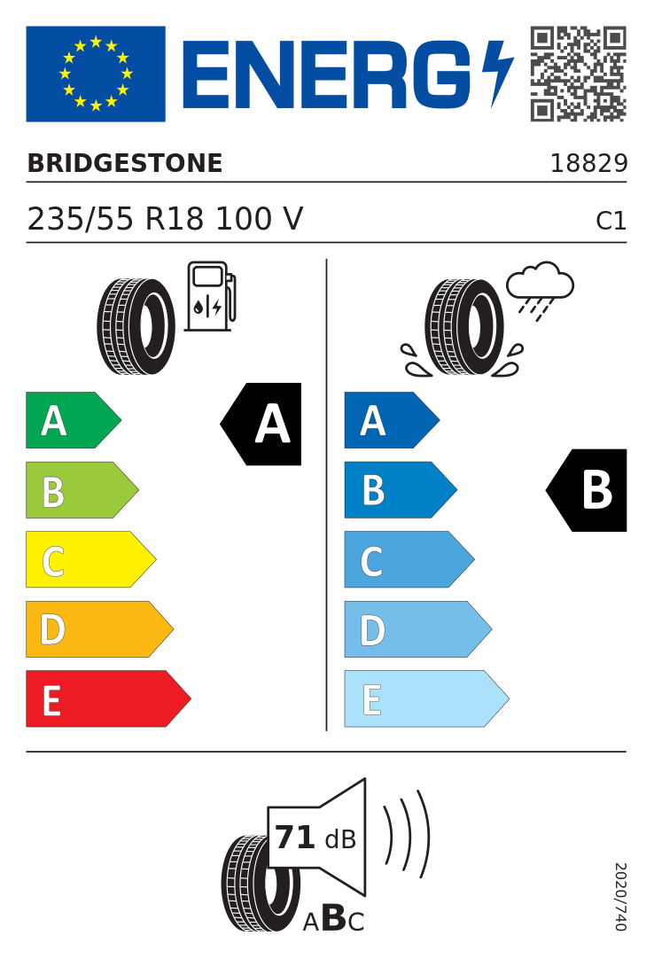 Etykieta opony Bridgestone Turanza T005 235/55R18 100V