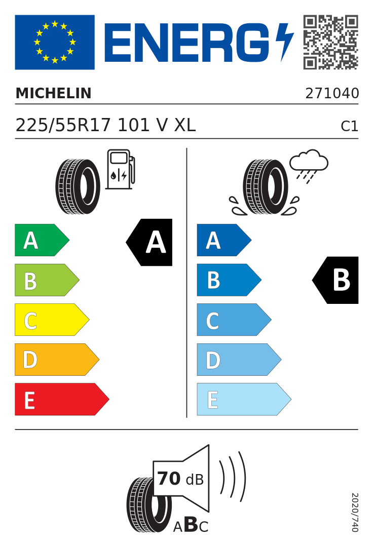 Etykieta opony Michelin PRIMACY 4 225/55R17 101V XL