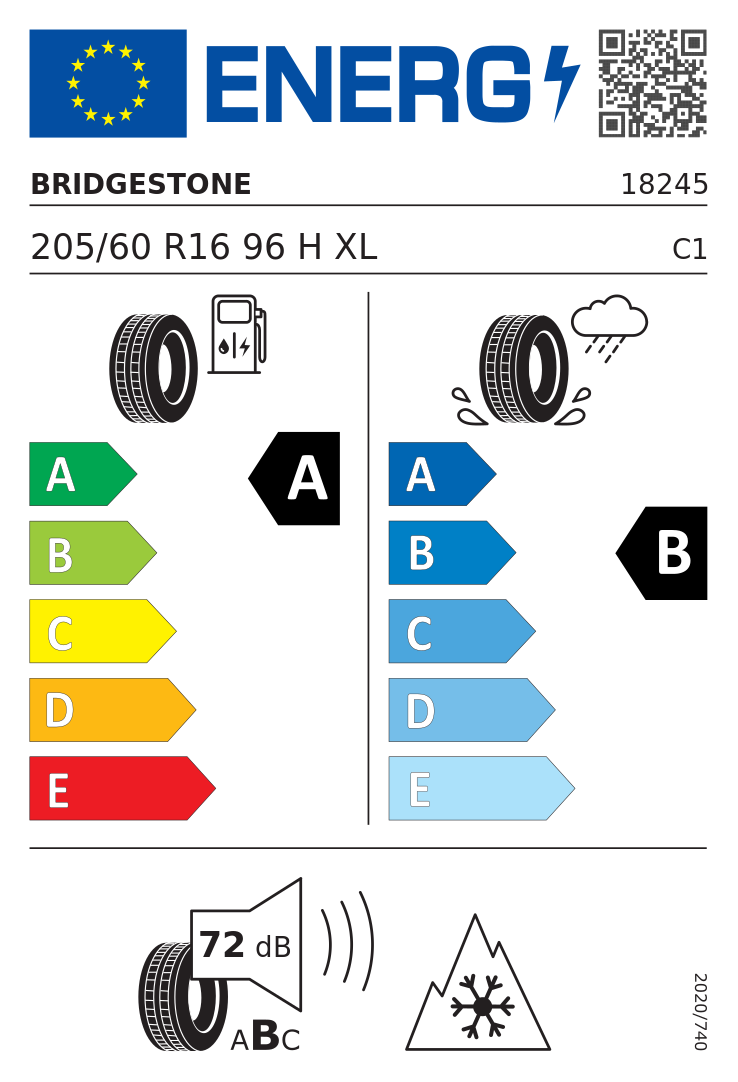Etykieta opony Bridgestone Blizzak LM005 205/60R16 96H XL