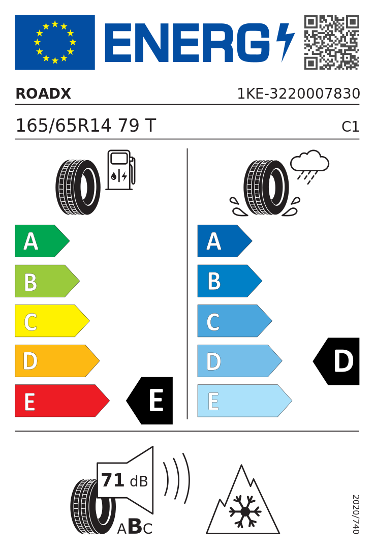 Etykieta opony RoadX RXFROST WH01 165/65R14 79T
