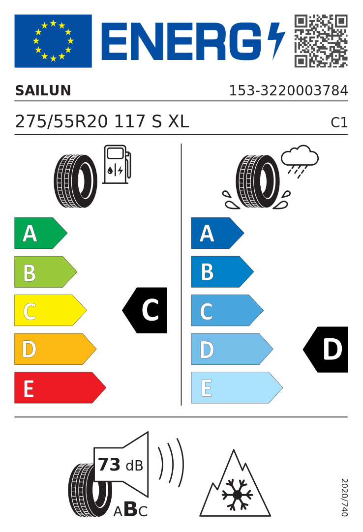 Etykieta opony Sailun ICE BLAZER WST2 LT 275/55R20 117S XL