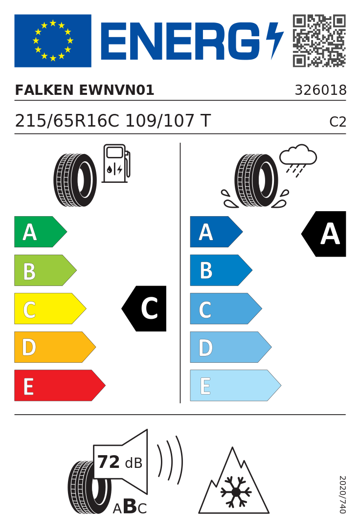 Etykieta opony Falken EUROWINTER VAN01 215/65R16C 109T