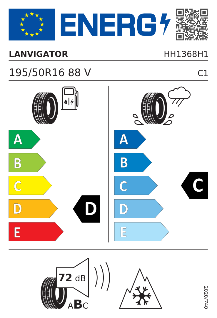 Etykieta opony Lanvigator CATCHFORS A/S 195/50R16 88V XL