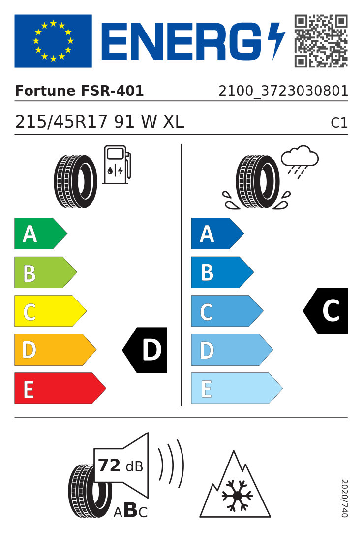 Etykieta opony Fortune FitClime FSR-401 215/45R17 91W XL