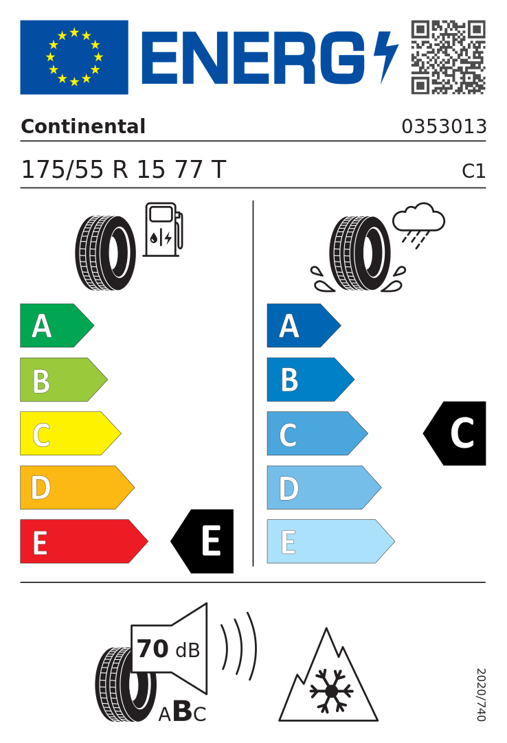 Etykieta opony Continental ContiWinterContact TS 760 175/55R15 77T