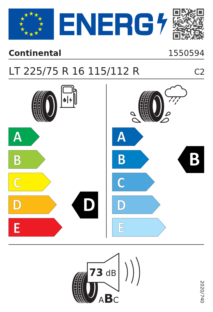 Etykieta opony Continental CrossContact ATR 225/75R16 115R