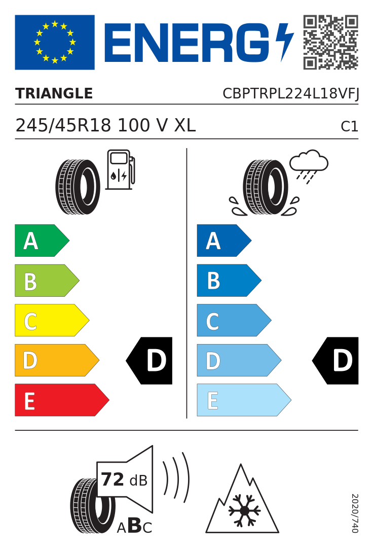 Etykieta opony Triangle SnowLink PL02 245/45R18 100V XL