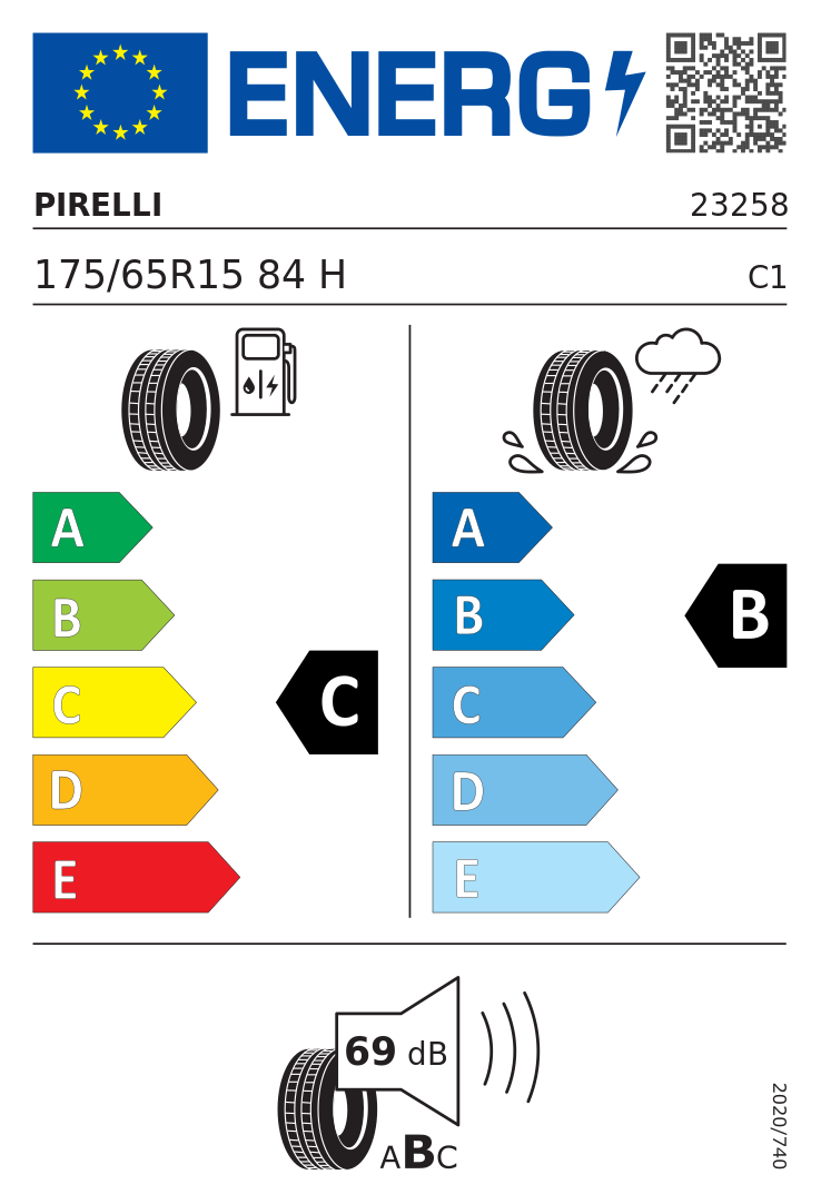 Etykieta opony Pirelli Cinturato P1 Verde 175/65R15 84H