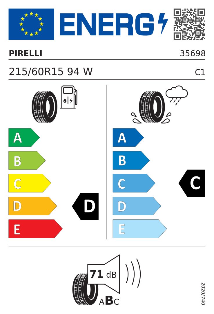 Etykieta opony Pirelli P6000 215/60R15 94W Porsche