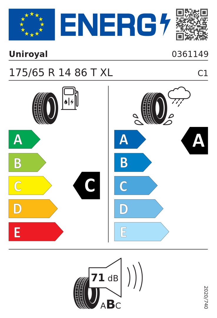Etykieta opony Uniroyal RainExpert 5 175/65R14 86T XL