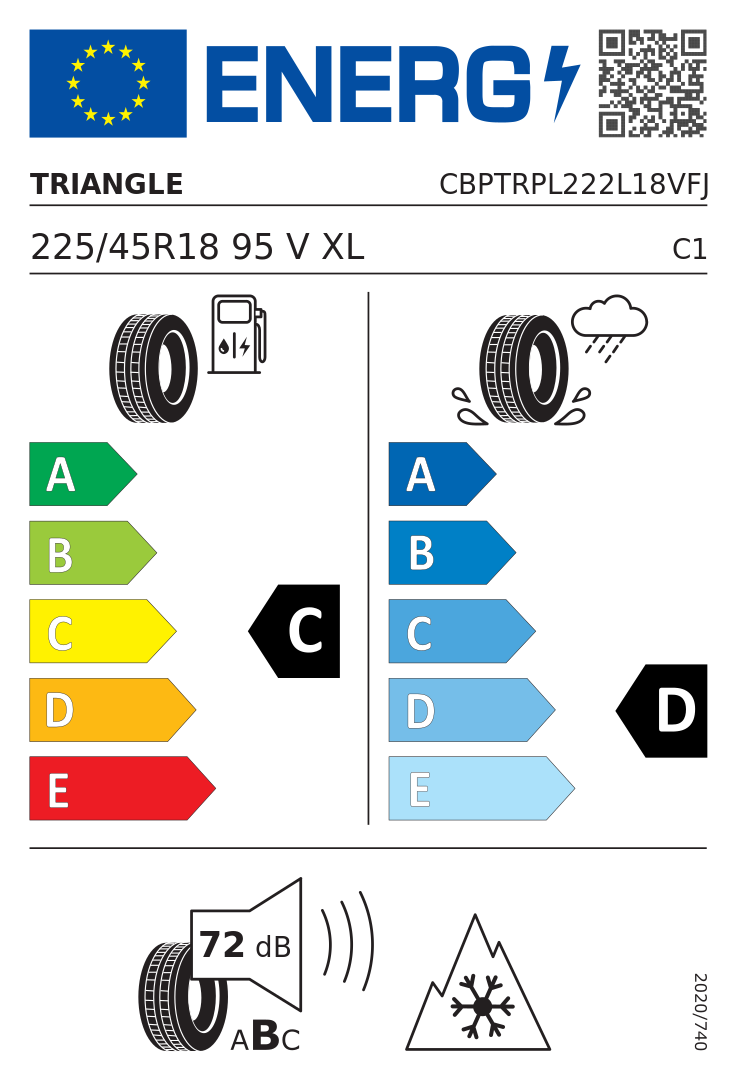 Etykieta opony Triangle SnowLink PL02 225/45R18 95V XL