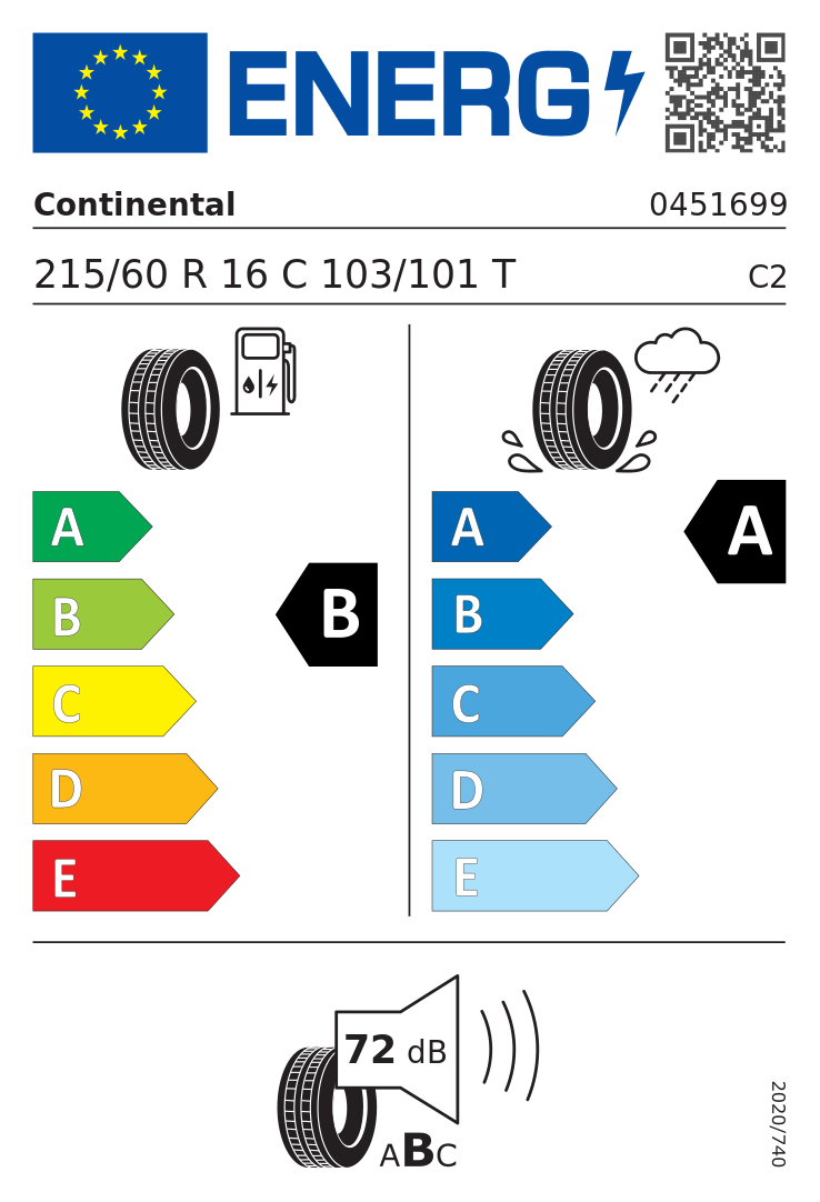 Etykieta opony Continental ContiVanContact 100 215/60R16C 103T