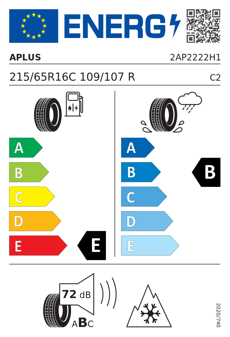 Etykieta opony Aplus A869 215/65R16C 109R