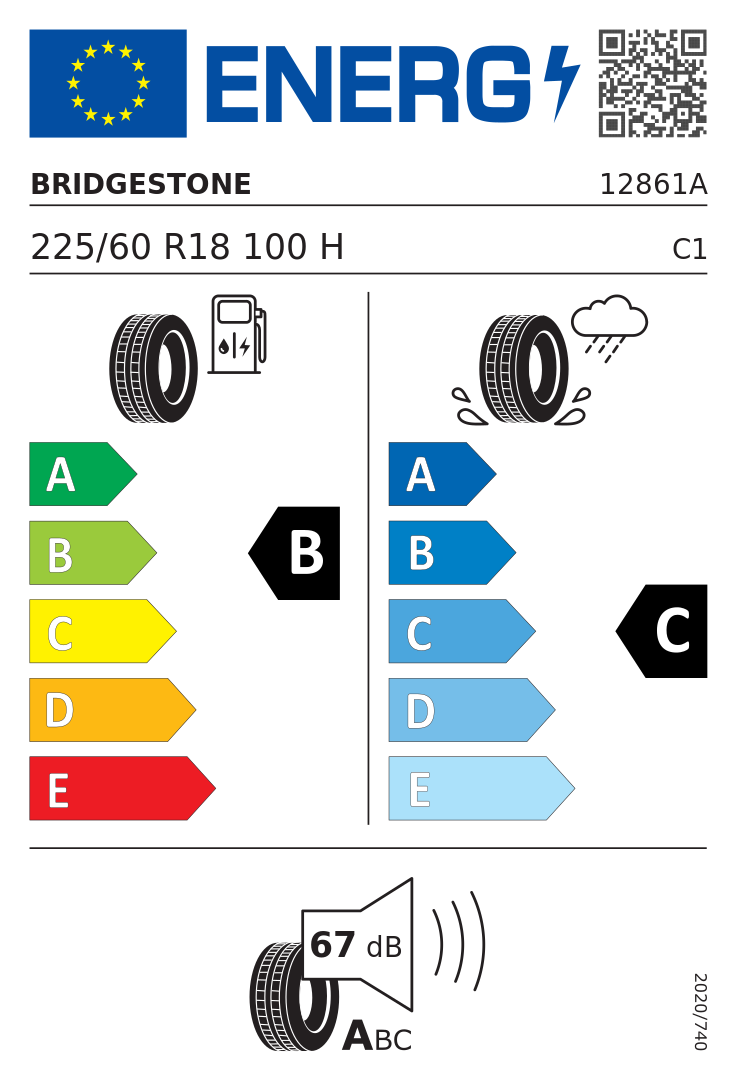 Etykieta opony Bridgestone Alenza 001 225/60R18 100H